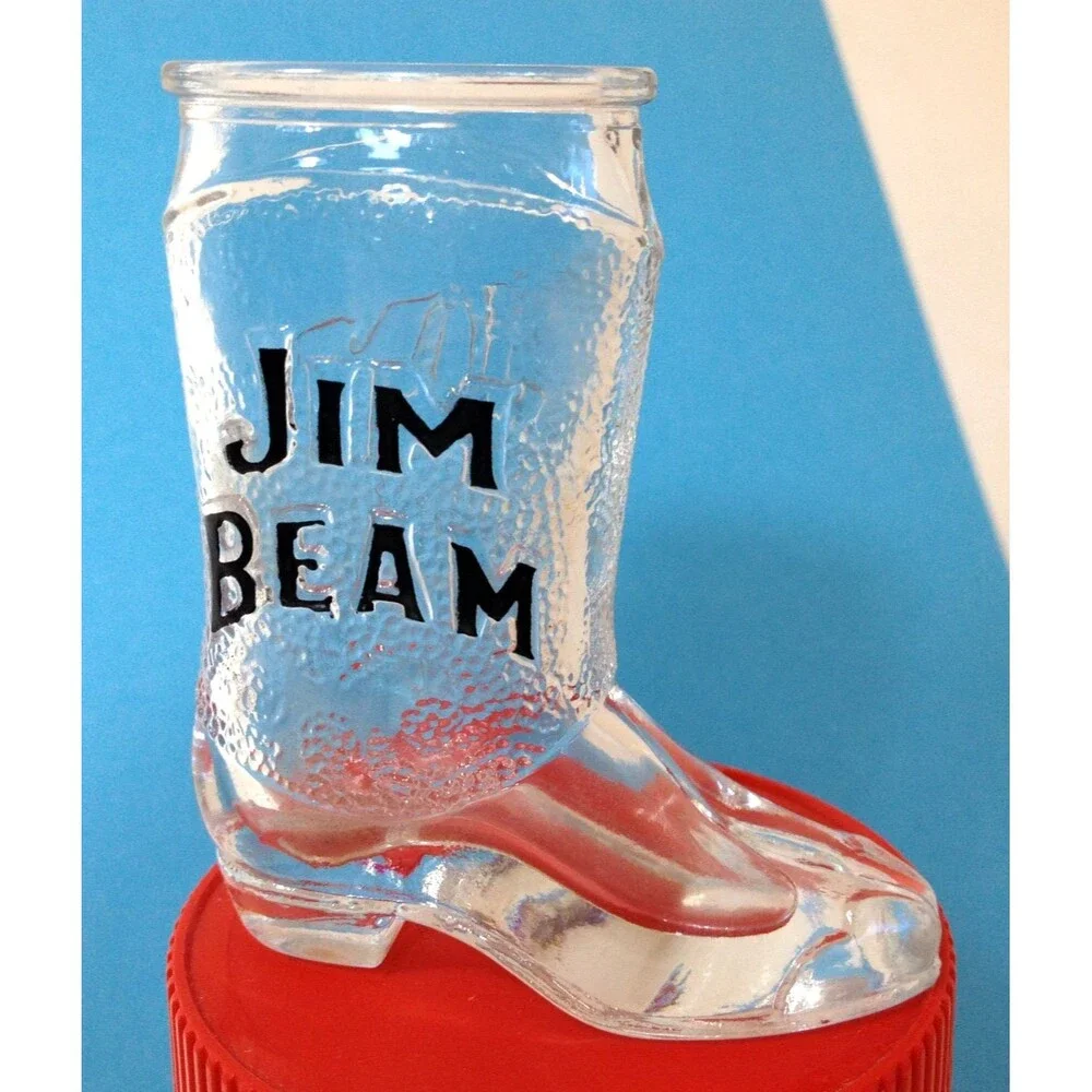 Jim Beam Shot Glass Whiskey Boot Shape Vintage